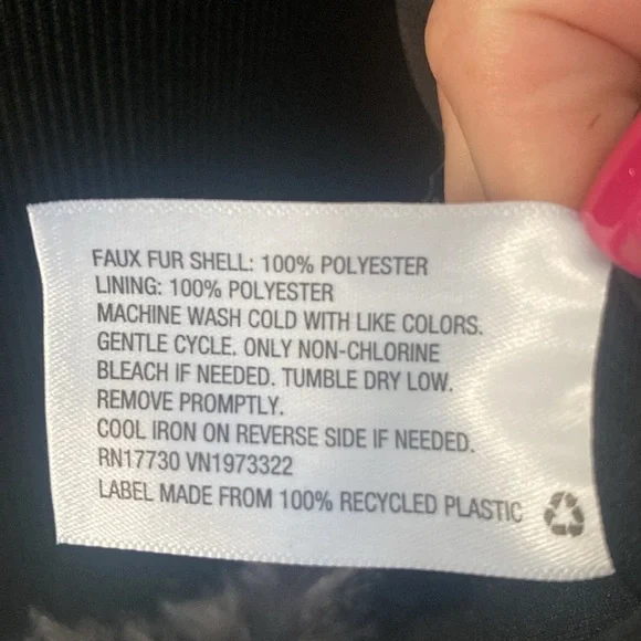 Wild Fable Faux Fur Open Front Jacket Black Gray & White Sz L NWT - Picture 6 of 6